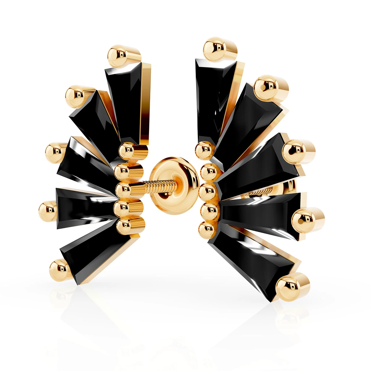 עגיל זהב - עגיל זהב לאישה - עגילי זהב שחורים לאישה- בוטיק 925