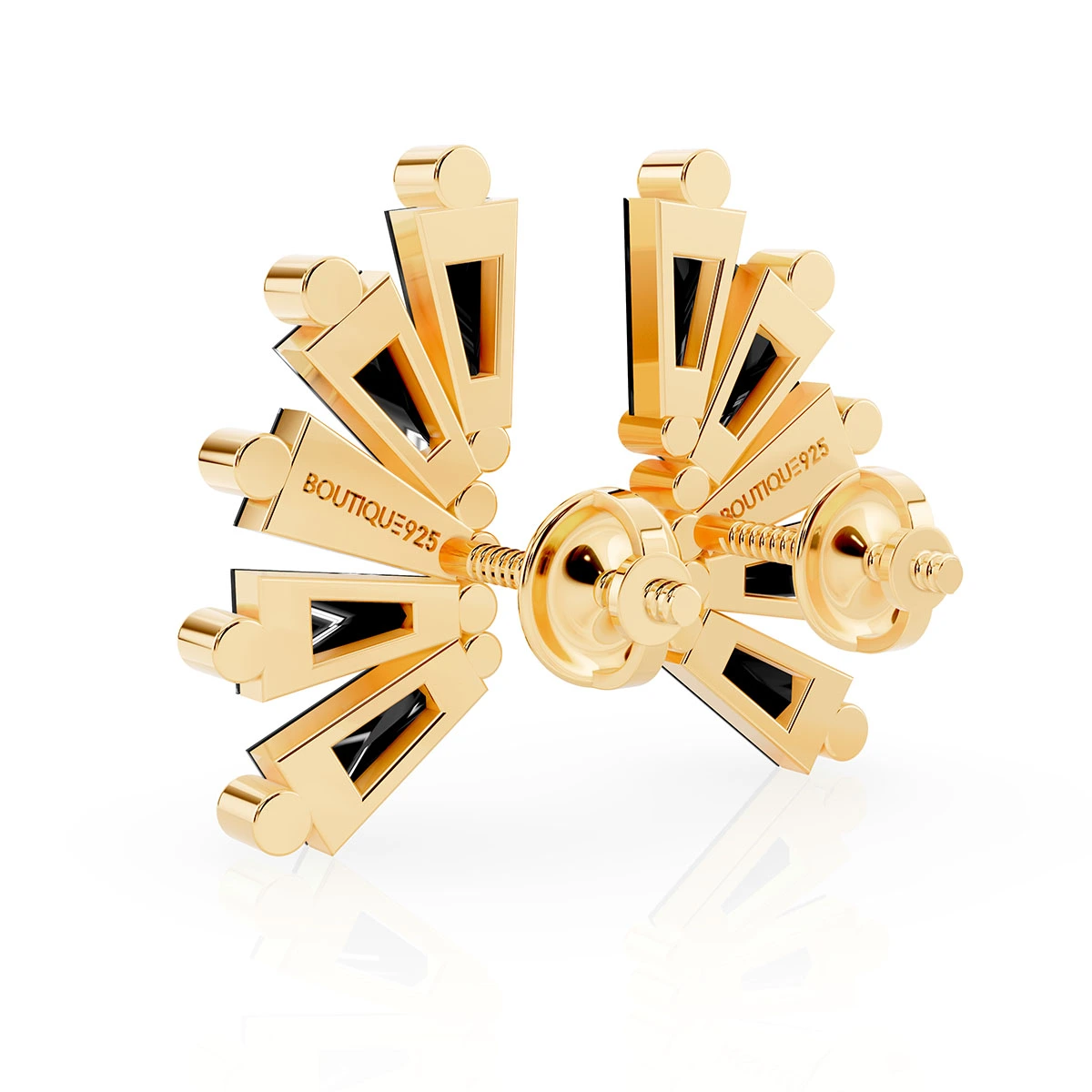 עגילי זהב כנפיים שחורות