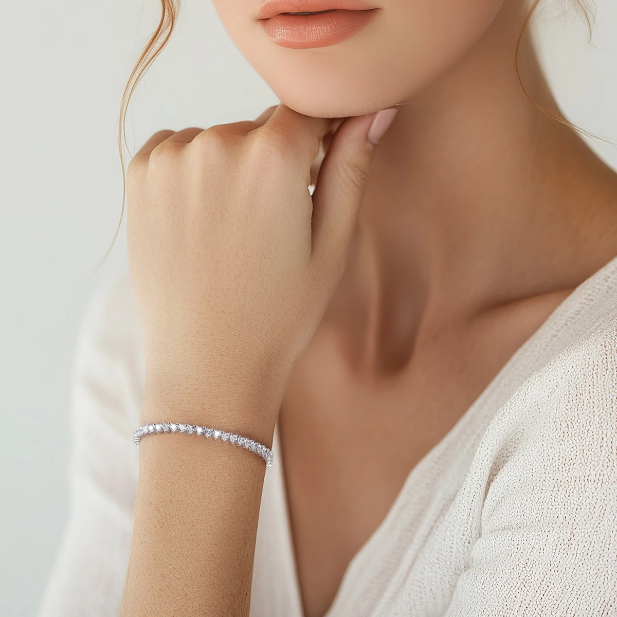 צמיד טניס לבבות - צמיד לבבות - צמיד טניס לבבות מכסף (1)