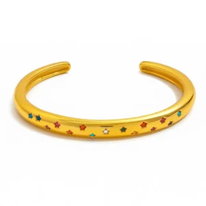 צמיד קשיח משובץ זירקונים צבעוניים