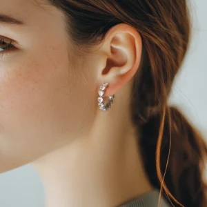 עגילי טניס לבבות מכסף