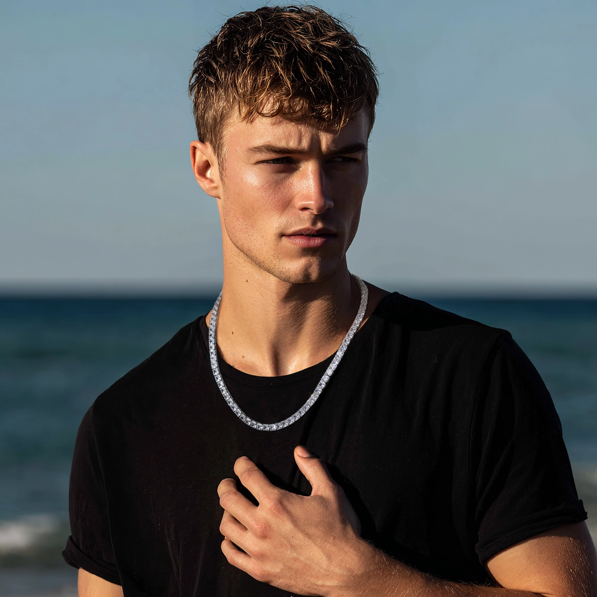 שרשרת טניס מרובעת לגבר