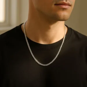 שרשרת חוליות דקות מכסף 925 טהור לגבר