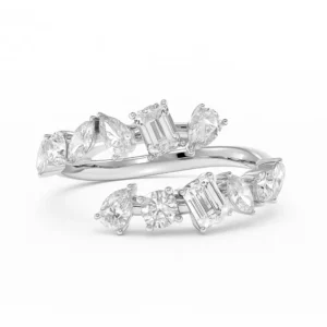 טבעת פתוחה בעיצוב מיקס חיתוכי יהלום